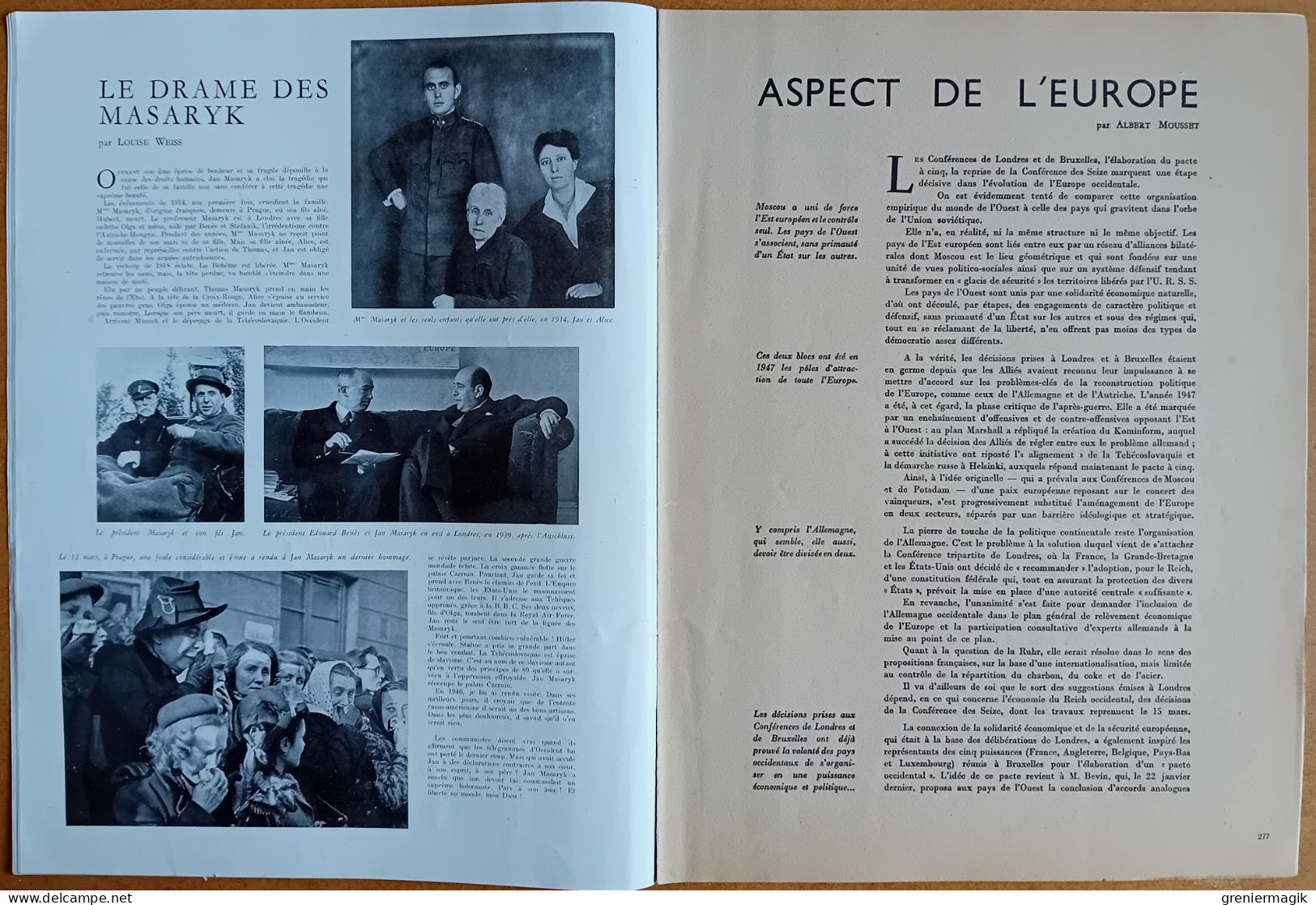 France Illustration N°129 20/03/1948 Jan Masaryk/Grèce Dodécanèse/Artistes Indépendants Vernissage 1848/Pénicilline - Informations Générales