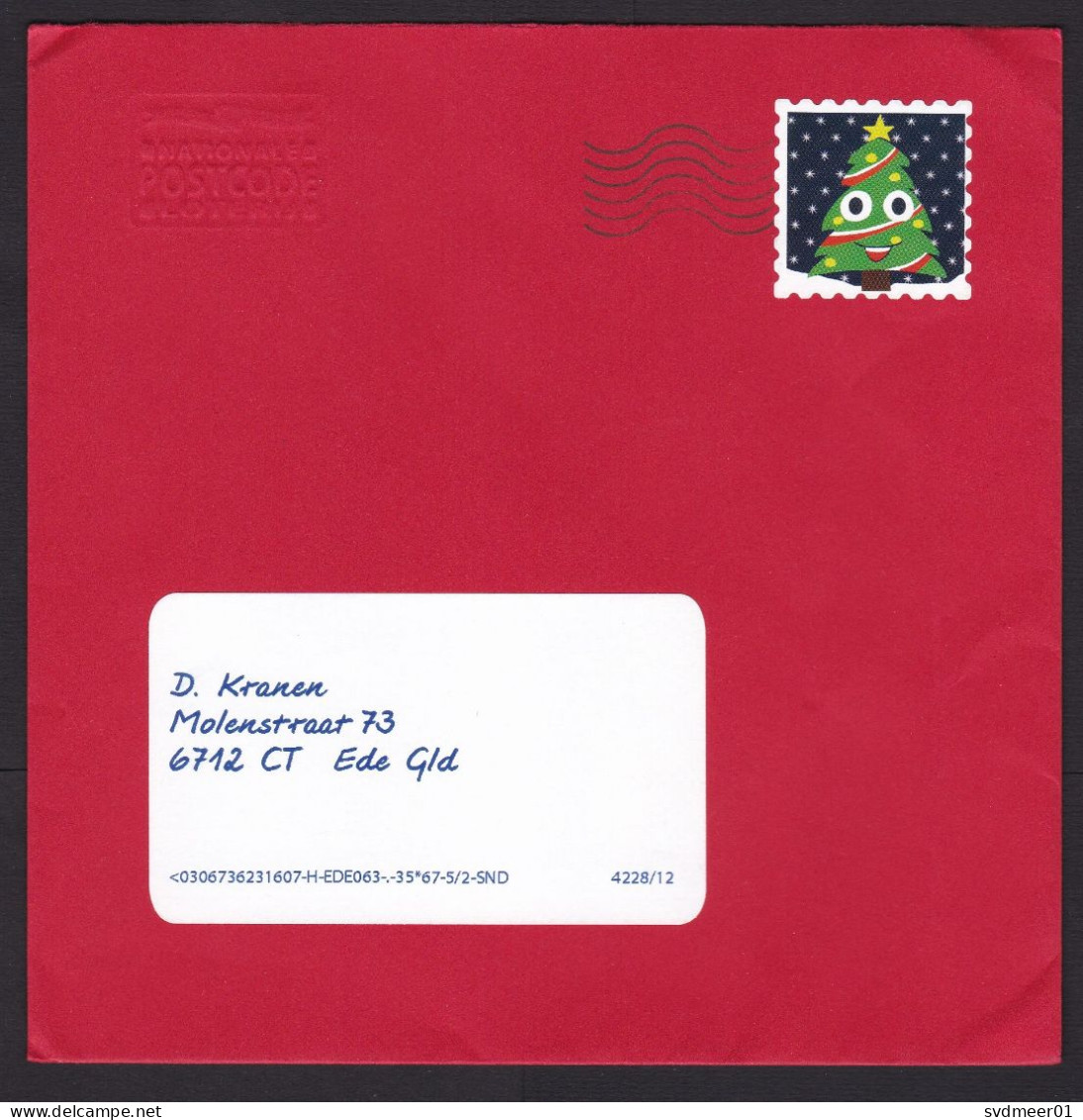 Netherlands: Cover, Cinderella Stamp, No Inscription, Christmas Tree, Sent By Postcode Lottery (minor Crease) - Storia Postale