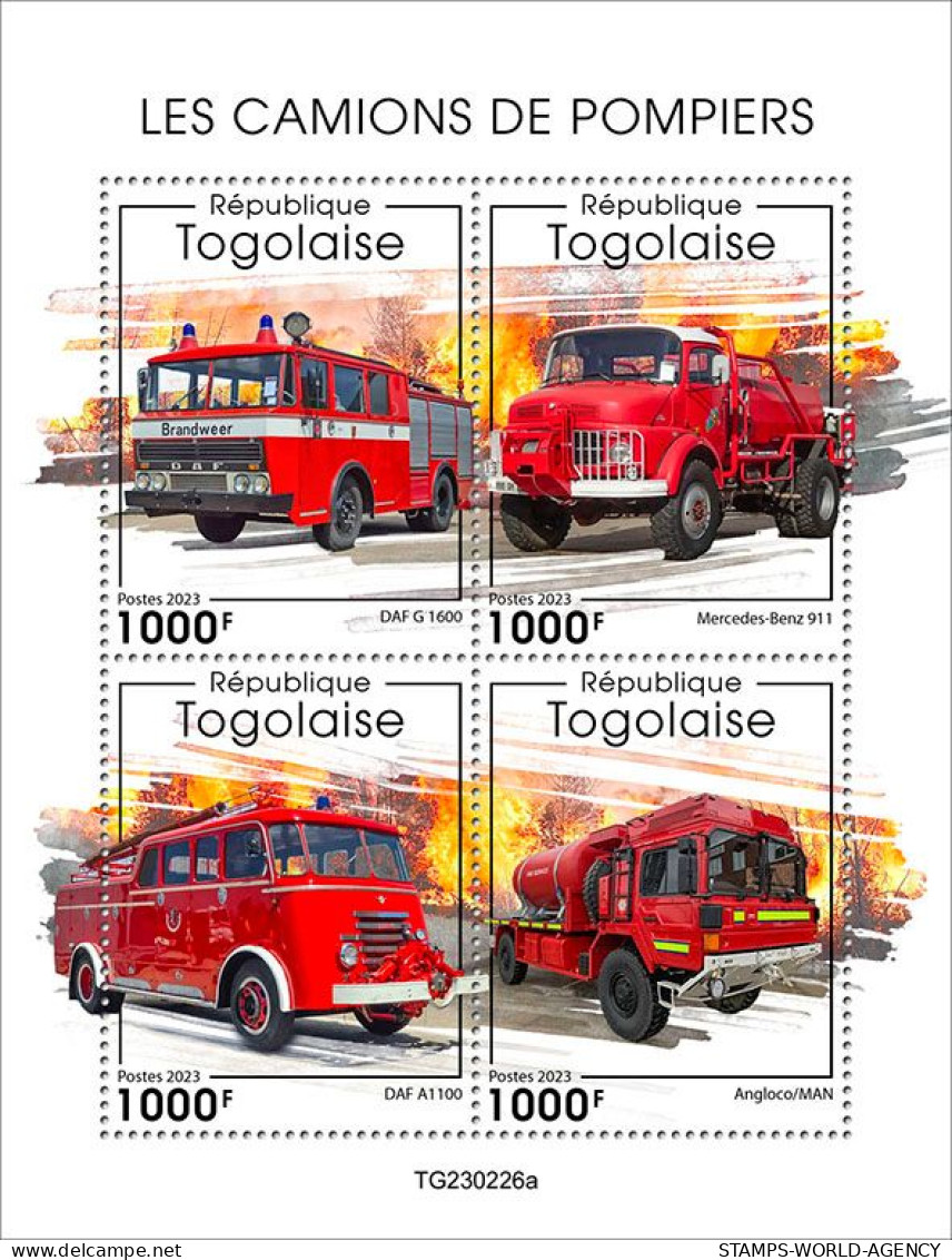 2024-01 - TOGO- FIRE TRUKS                 4V  MNH** - Camion