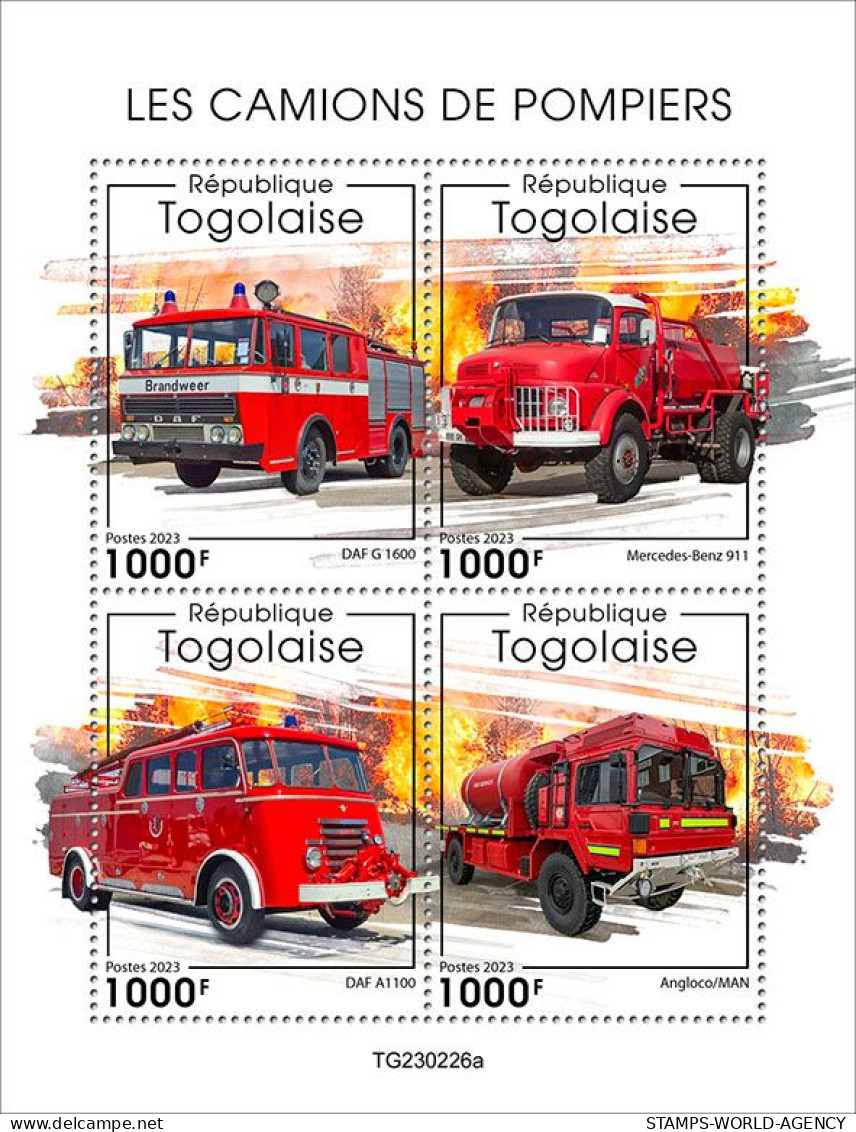 2024-01 - TOGO- FIRE TRUKS                 4V  MNH** - Trucks