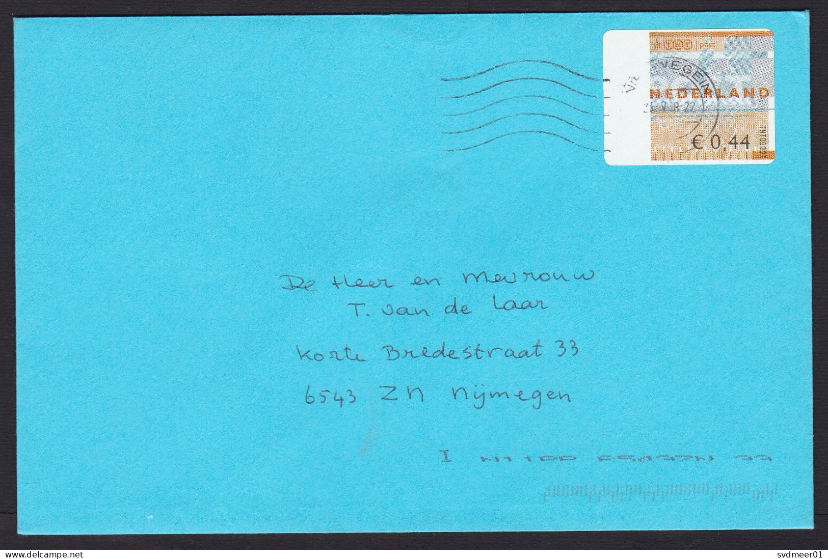 Netherlands: Cover, 2008, ATM Machine Label TNT Post, 0.44 Rate, Rare Real Use (traces Of Use) - Covers & Documents