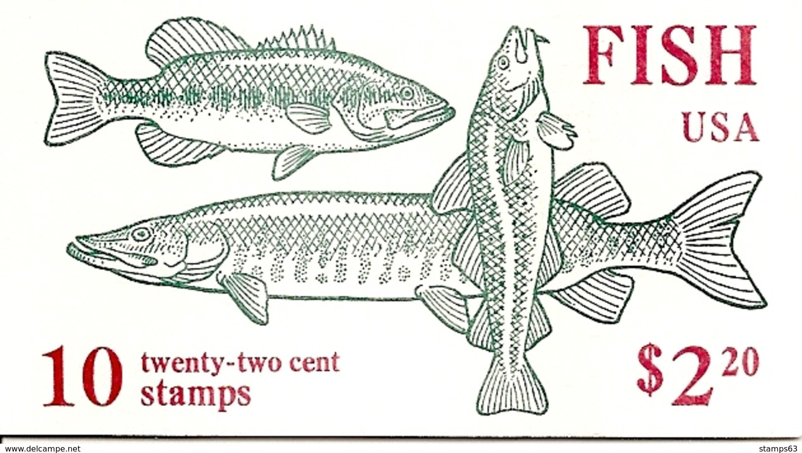 UNITED STATES (USA), 1986, Booklet 154, Fish, Mi 114 - 1941-80