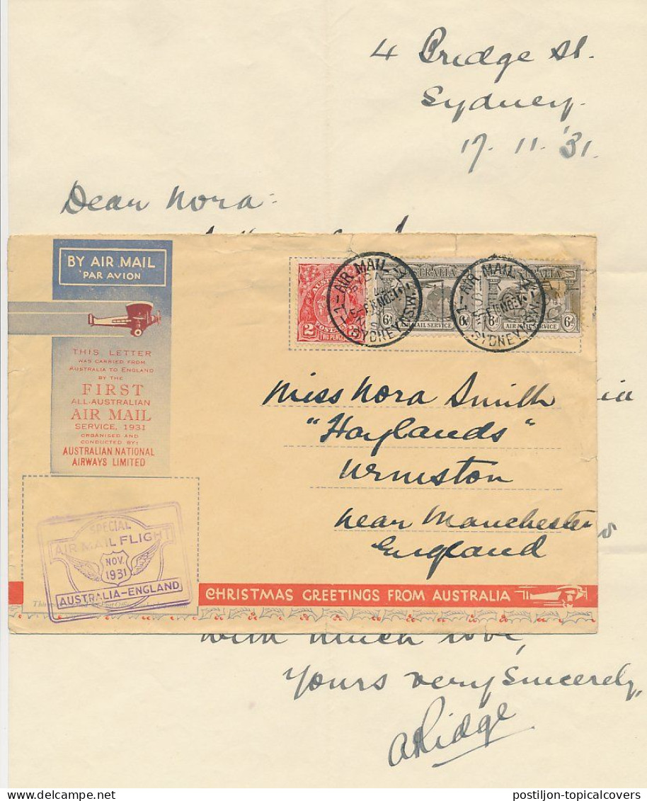 Crash Mail Cover Australia - England 1931 - Nierinck 311126 - Alor Star Straits Settlements - Lettres & Documents