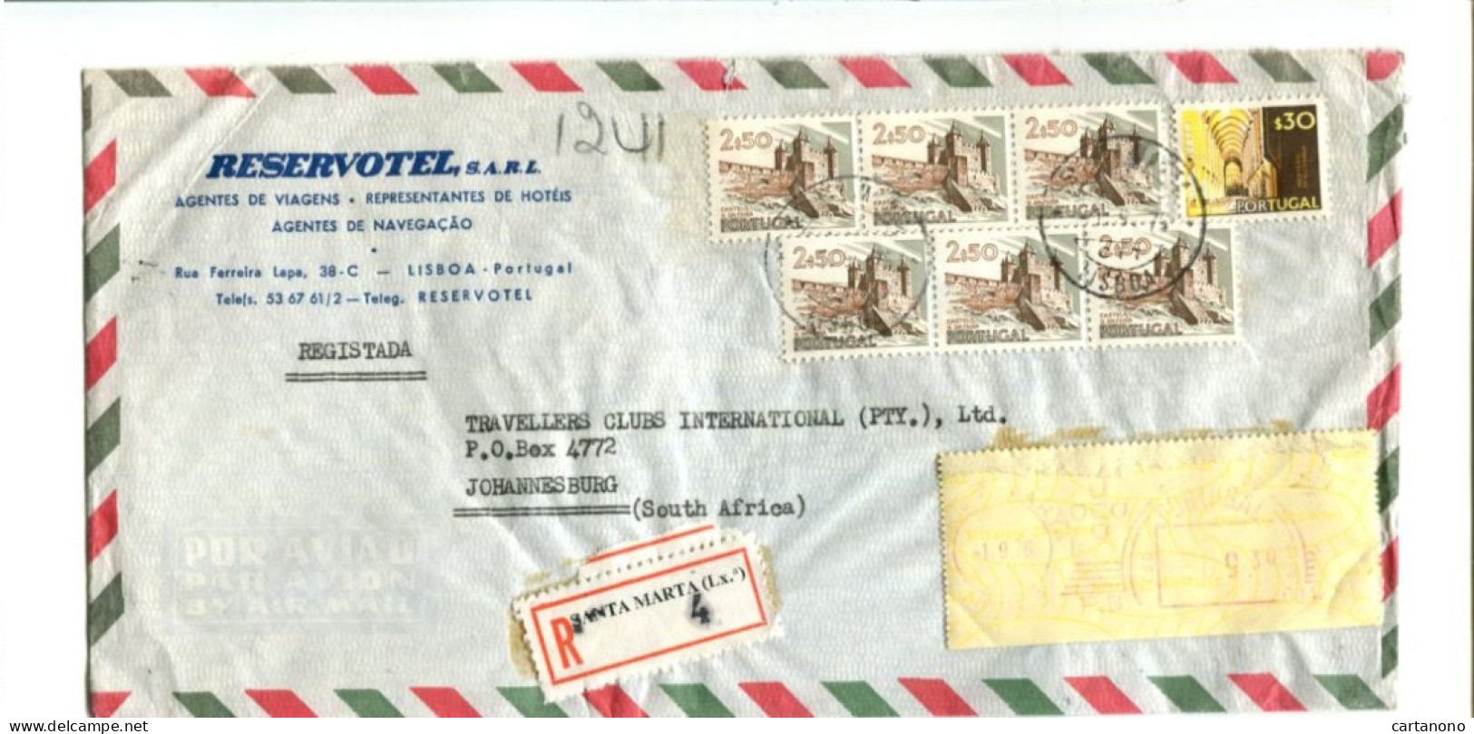 PORTUGAL - Affranchissement + Complément Avec étiquette De Guichet Sur Lettre Recommandée - Storia Postale