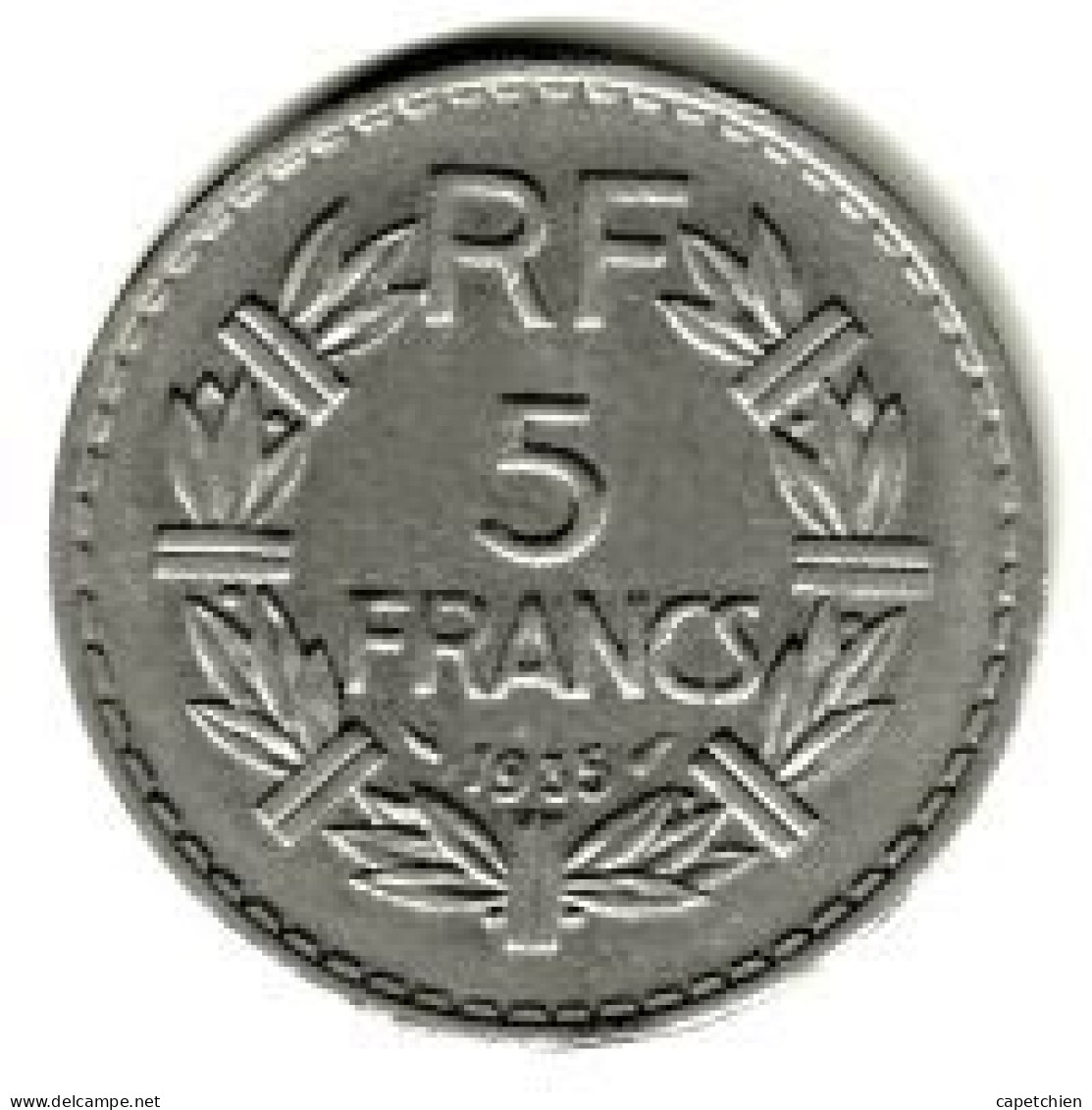 FRANCE / 5 FRANCS LAVRILLIER / 1935 / NICKEL / 11.99 G - 5 Francs