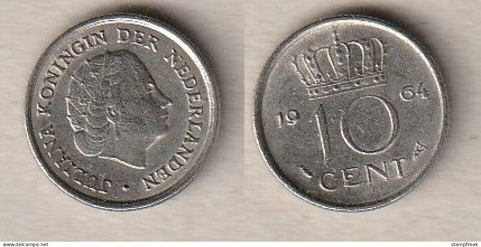 00199) Niederlande, 10 Cent 1964 - 1948-1980 : Juliana