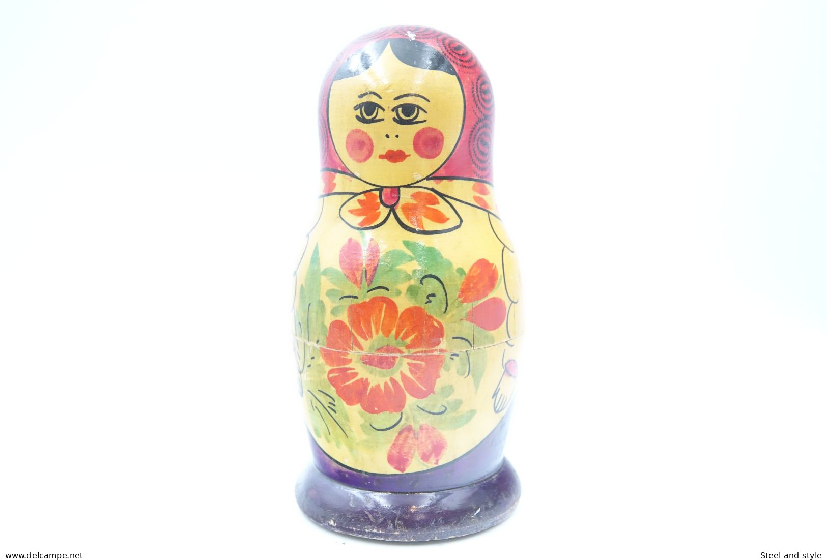 Design :  NESTING DOLLS : FOLK ART SET OF 2 - Matryoshka - Hand Painted - Made In Russia USSR - 1980's - H:12cm - Arte Oriental