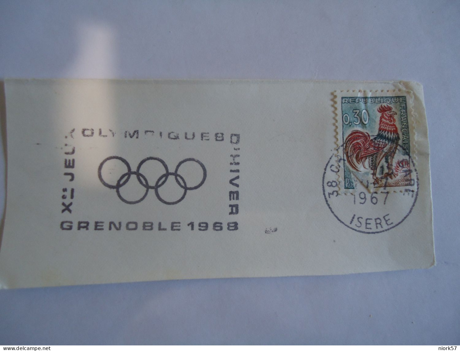 FRANCE    POSTMARK AND  EMBLEM  OLYMPIC GAMES GRENOBLE  1968 - Hiver 1968: Grenoble