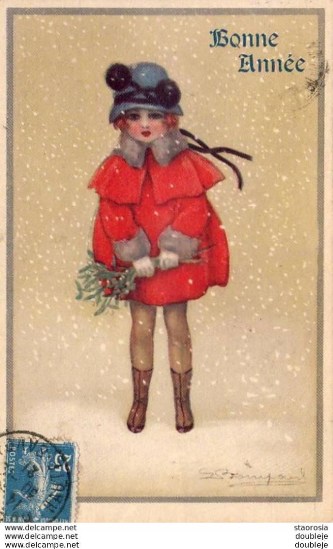 BOMPARD S.  Bonne Année  ...........  Petite Fille En Manteau Rouge Et Chapeau - Bompard, S.