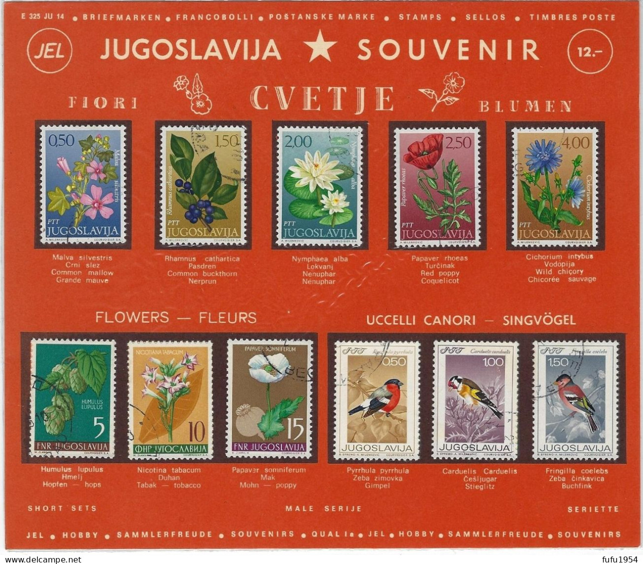 Timbres - YOUGOSLAVIE : PLAQUETTE DE 11 TIMBRES  De FLEURS & OISEAUX - Collections, Lots & Séries