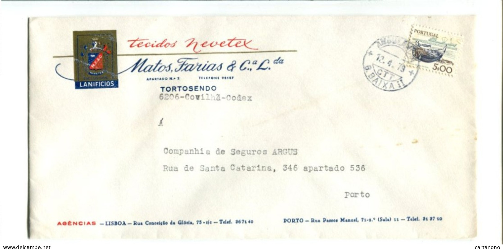 PORTUGAL - Affranchissement Sur Lettre Intérieure Avec En Tête Commerciale - Cartas & Documentos