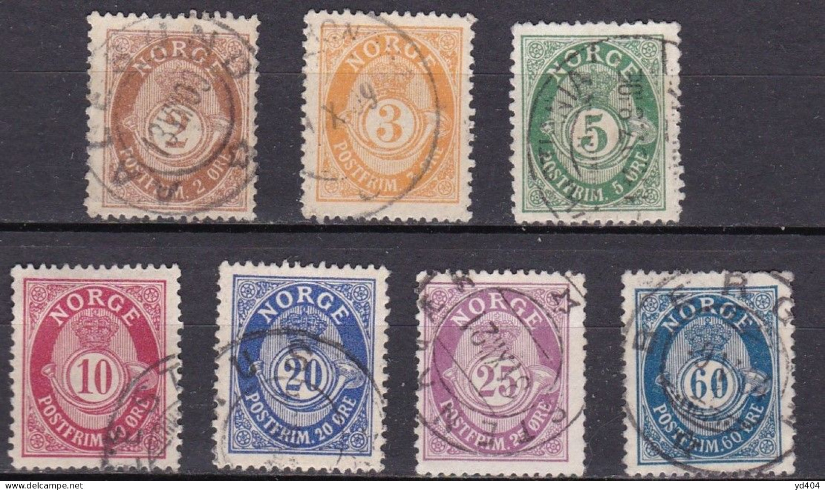 NO006A – NORVEGE - NORWAY – 1893-1908 – POST HORN – SC # 48-58 USED 23,50 € - Oblitérés