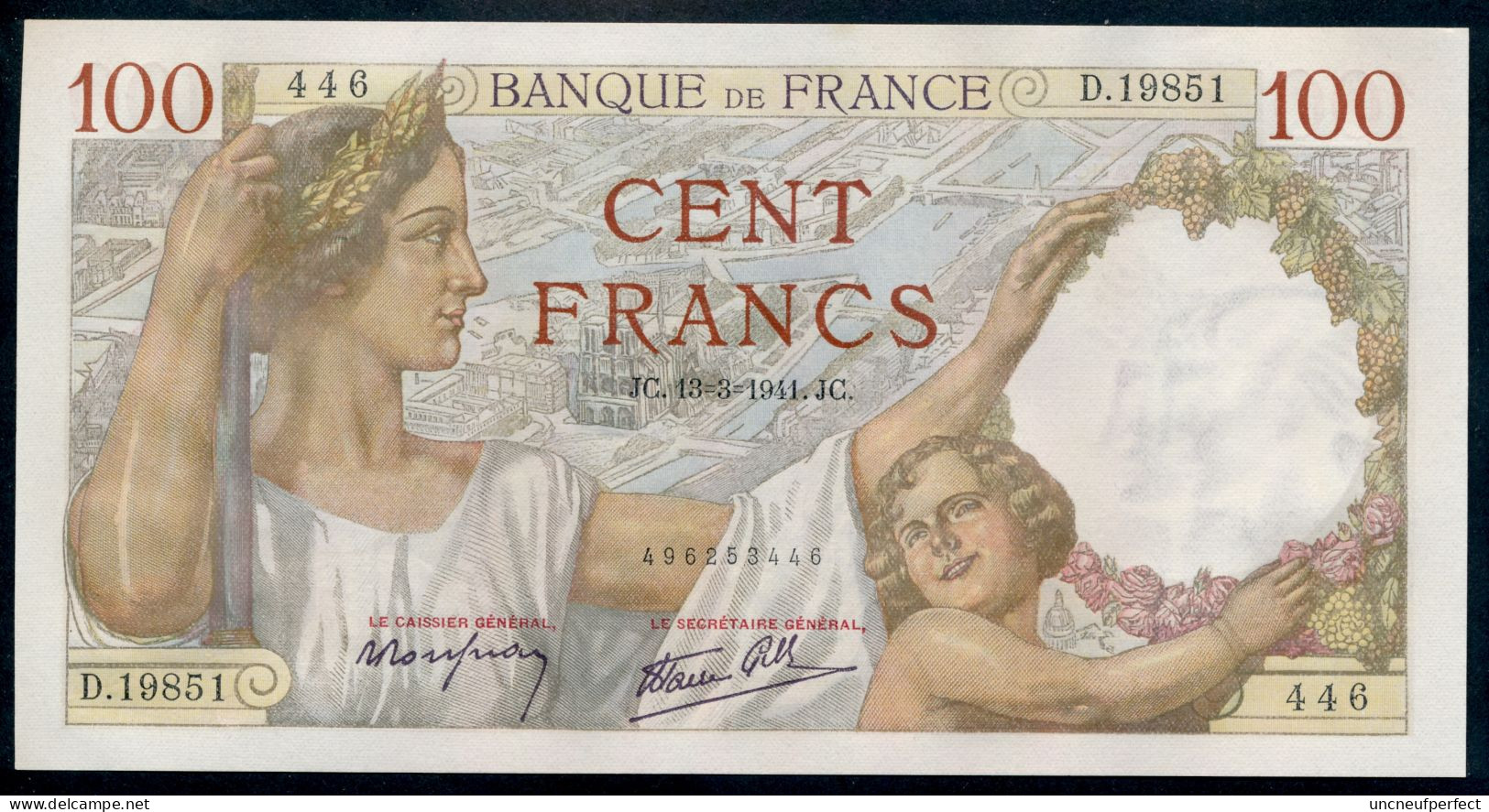 France 100 SULLY  13/03/1941  NEUF UNC Parfait - 100 F 1939-1942 ''Sully''