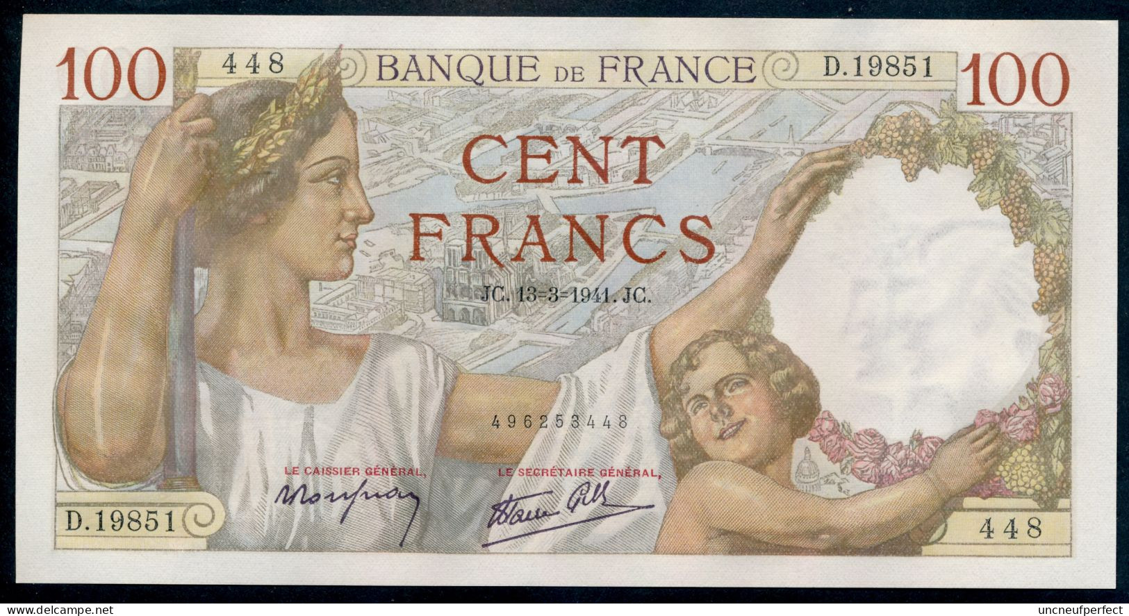 France 100 SULLY  13/03/1941  NEUF UNC Parfait - 100 F 1939-1942 ''Sully''