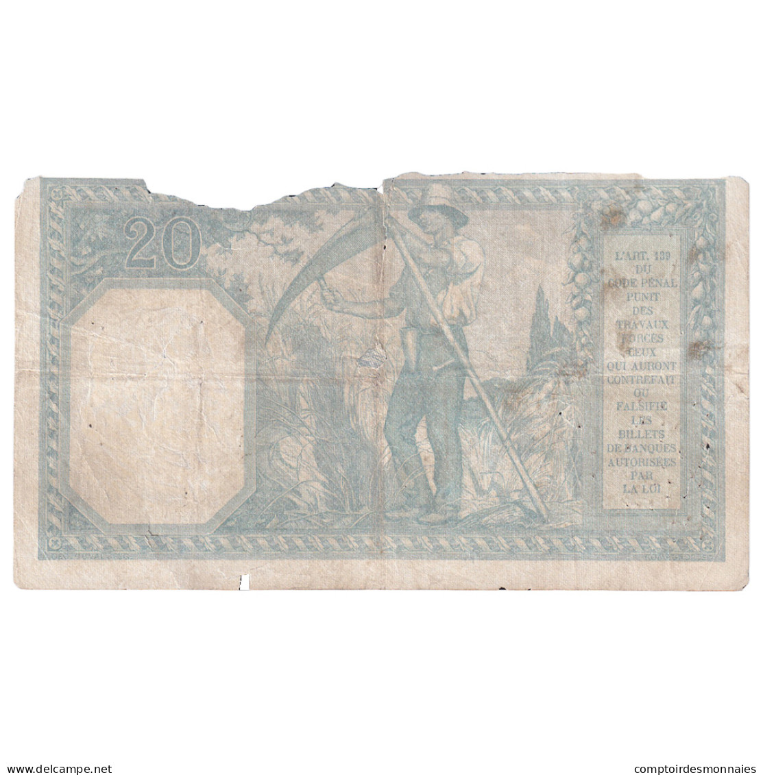 France, 20 Francs, Bayard, 1917, K.2117, AB, Fayette:11.2, KM:74 - 20 F 1916-1919 ''Bayard''