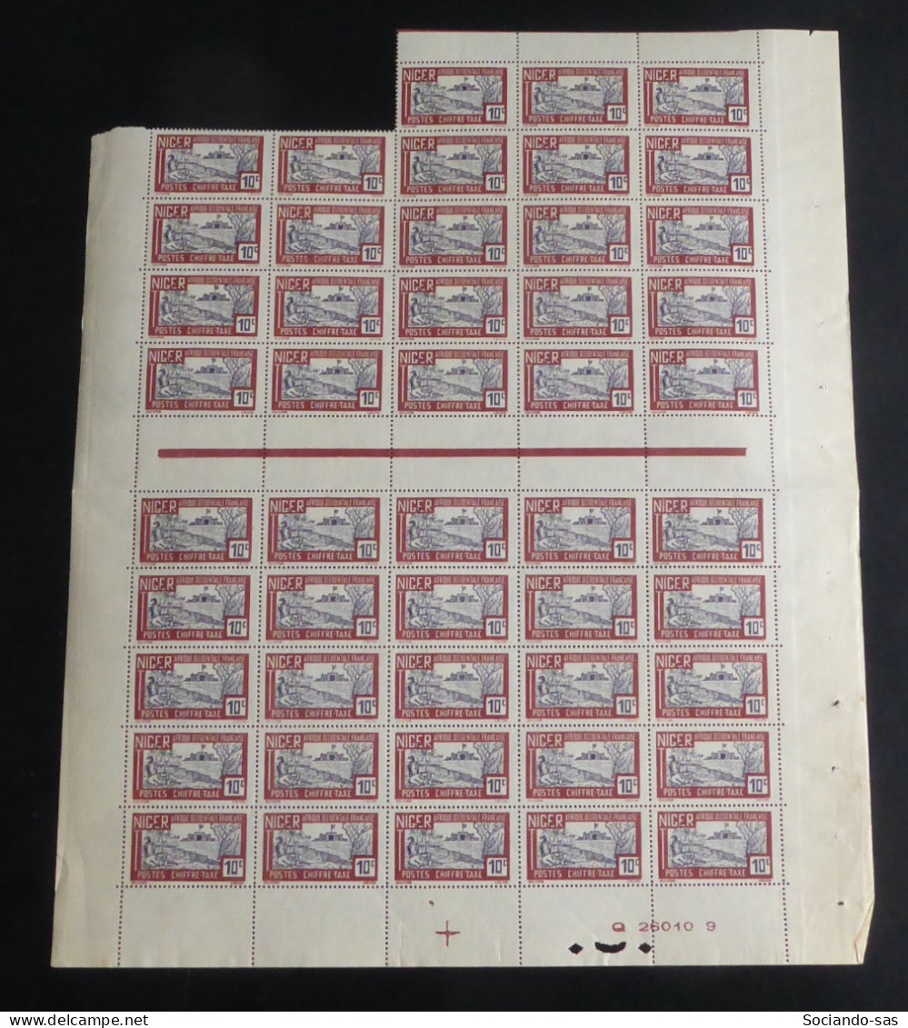 NIGER - 1927 - Taxe TT N°YT. 12 - Fort 10c Lilas-brun - Bloc De 48 Bord De Feuille - Neuf GC** / MNH - Unused Stamps