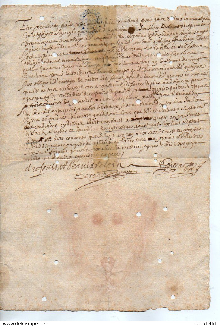 VP22.966 - Cachet De Généralité De BORDEAUX - Acte De 1667 - - Cachets Généralité