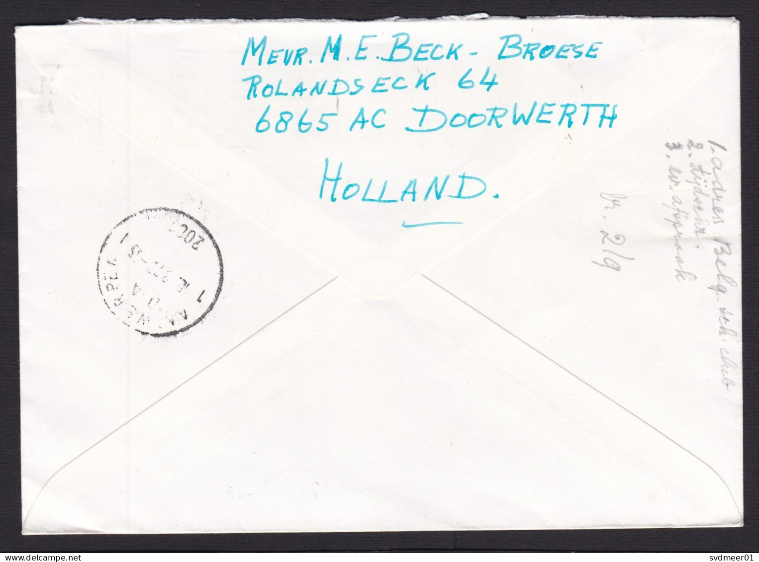 Netherlands: Cover To Belgium, 1972, 3 Stamps, Returned, Small Retour Label & Cancel (minor Damage, See Scan) - Covers & Documents