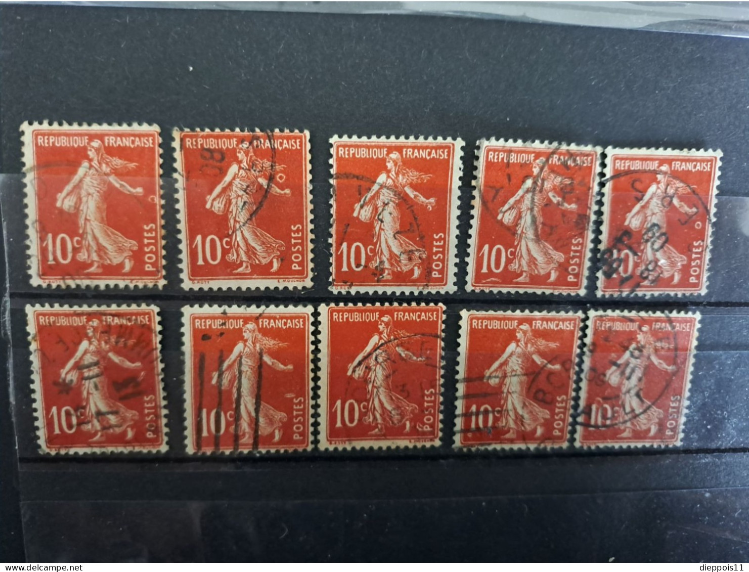 France Beau Lot De Dix Variétés Semeuse 10c Rouge N°138: Anneau De Lune, Tache, Certaines Très Belles - Usados