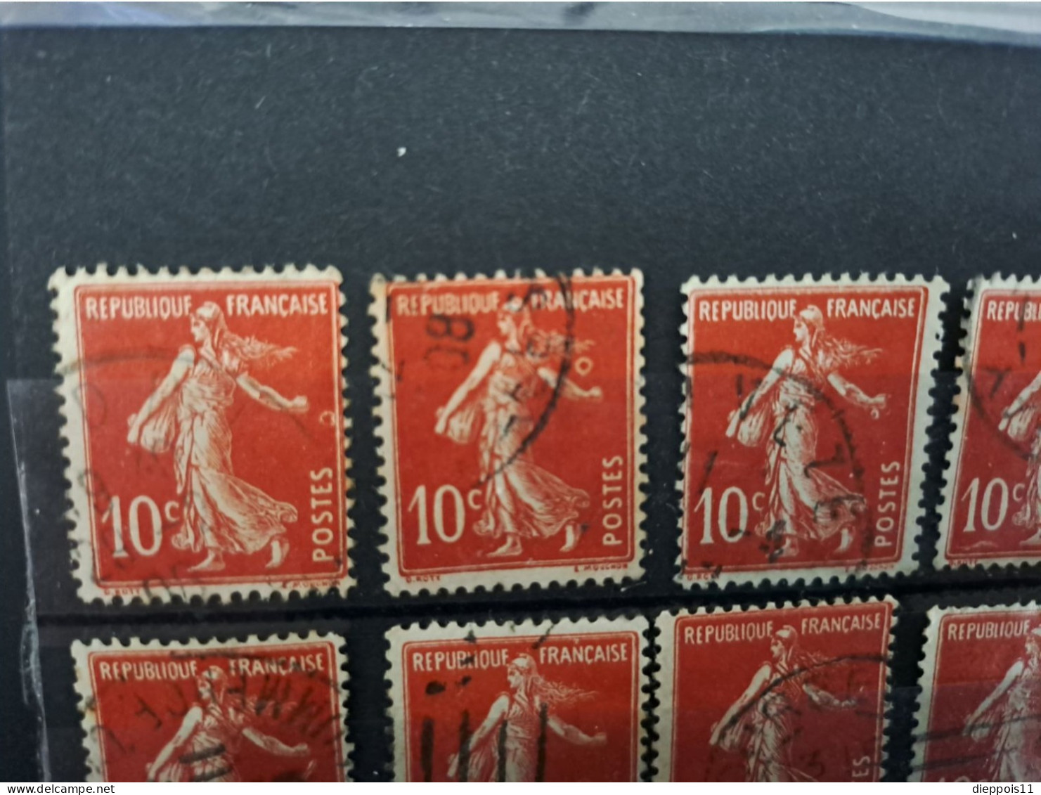 France Beau Lot De Dix Variétés Semeuse 10c Rouge N°138: Anneau De Lune, Tache, Certaines Très Belles - Used Stamps