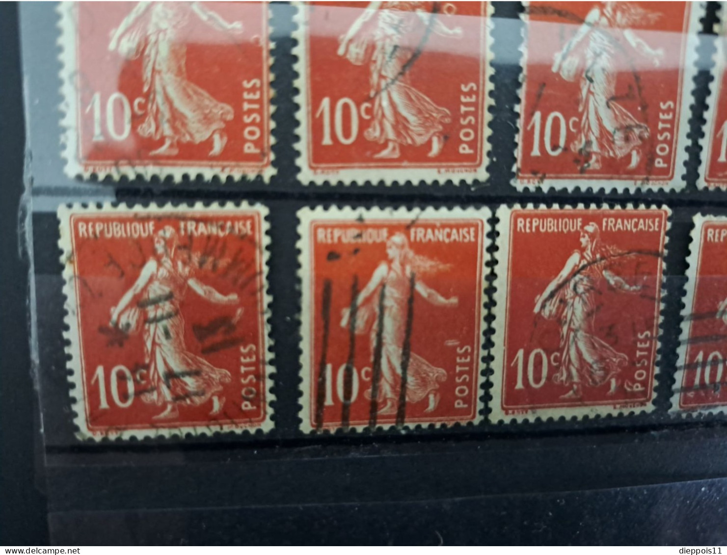 France Beau Lot De Dix Variétés Semeuse 10c Rouge N°138: Anneau De Lune, Tache, Certaines Très Belles - Usati