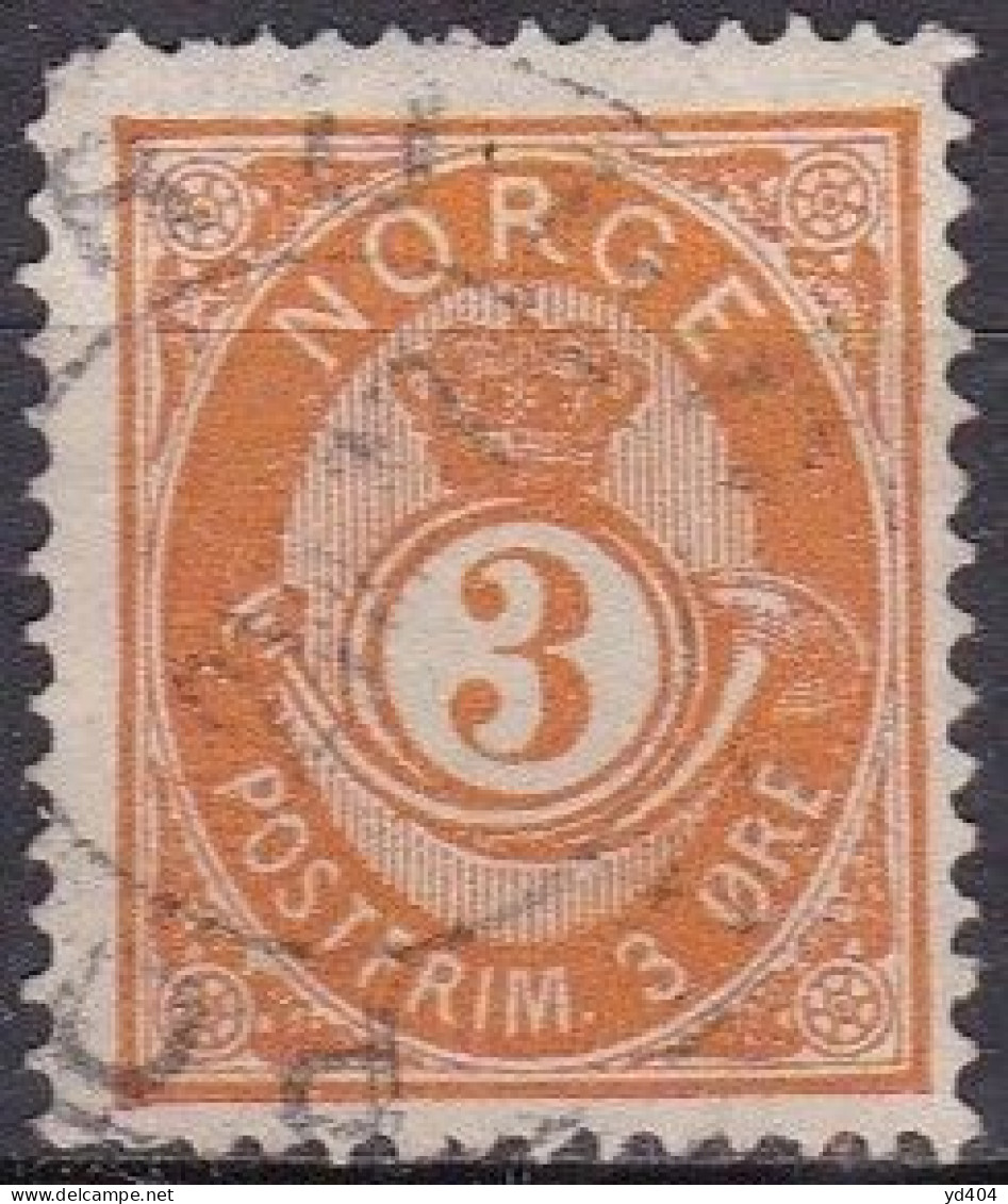 NO005S – NORVEGE - NORWAY – 1882-90 – POST HORN – SC # 38a USED 21 € - Oblitérés