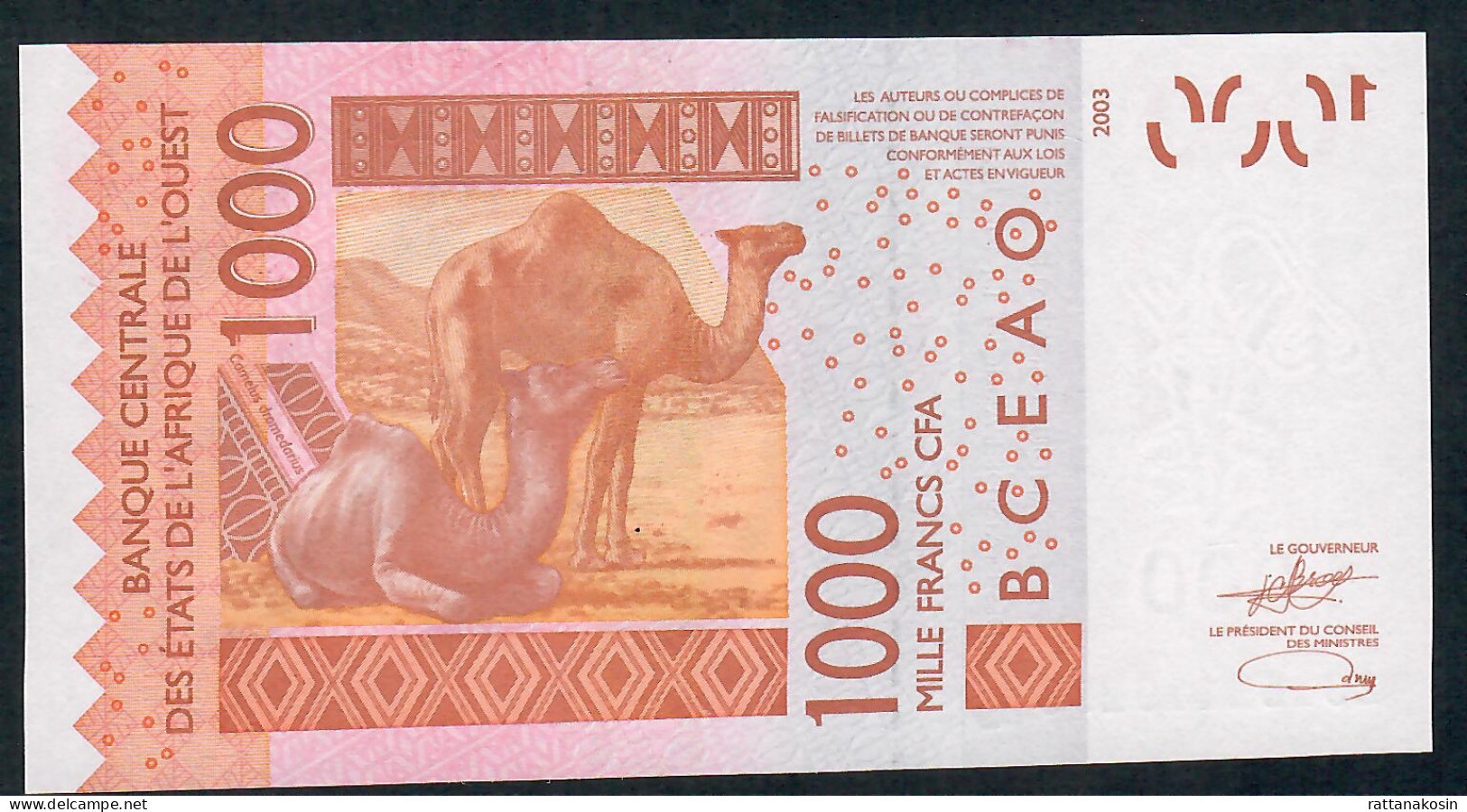 W.A.S.  BURKINA FASO P315Cw  1000 FRANCS (20)23   2023   Signature 46    UNC. - West African States