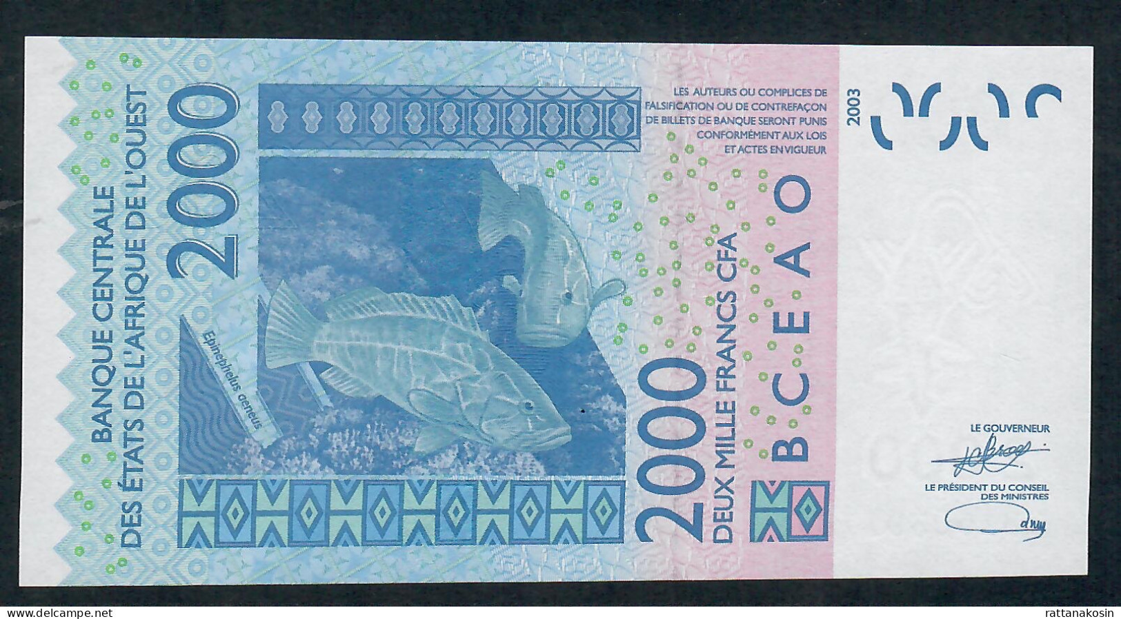 W.A.S.  BURKINA FASO P316Cw  2000 FRANCS (20)23   2023   Signature 46    UNC. - Estados De Africa Occidental