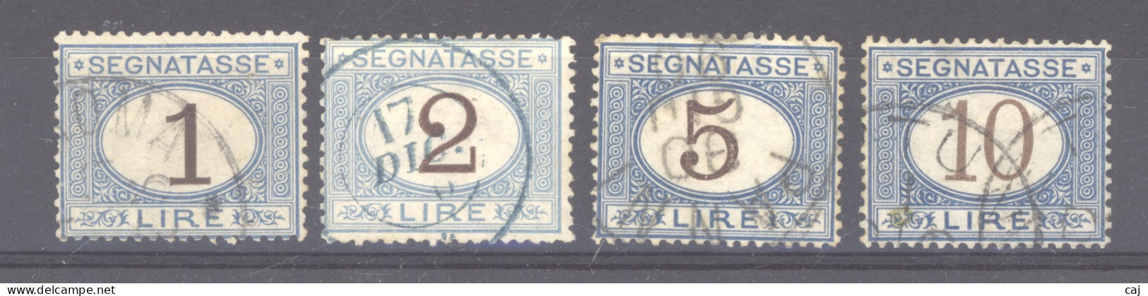 Italie  -  Taxes  :  Yv  12...18  (o)  4 Valeurs  Bleu Et Brun - Postage Due