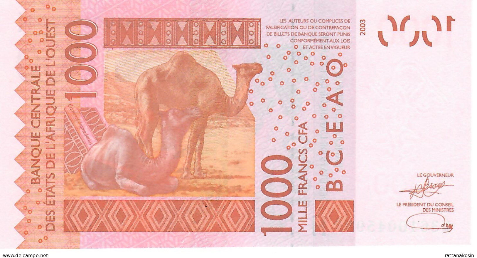 W.A.S. NIGER P615Hw 1000 FRANCS (20)23 2023 Signature 46 UNC. - Estados De Africa Occidental