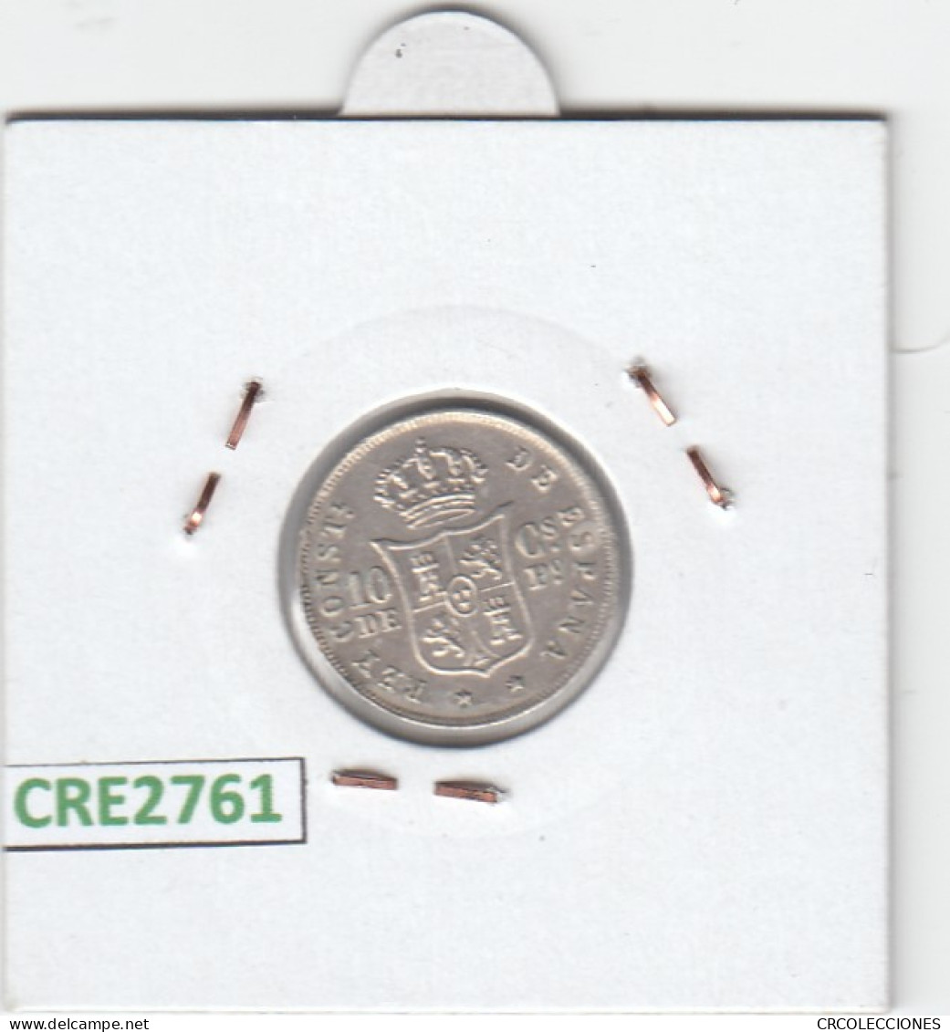 CRE2761 MONEDA ESPAÑA ALFONSO XII 10 CENTAVOS DE PESO 1885 MANILA - Otros & Sin Clasificación