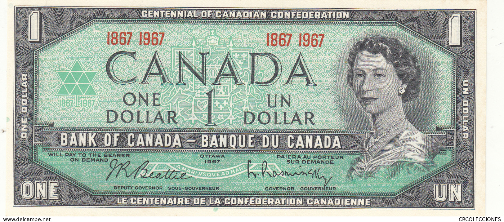 CRBX0308 BILLETE CANADA 1 DOLAR 1967 SIN CIRCULAR - Other - America