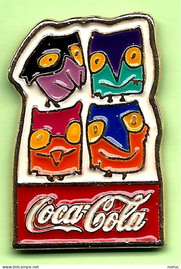 Pin's Coca-Cola JO Jeux Olympiques Nagano '98 Mascottes (Harfangs Des Neiges) - 5J21 - Coca-Cola
