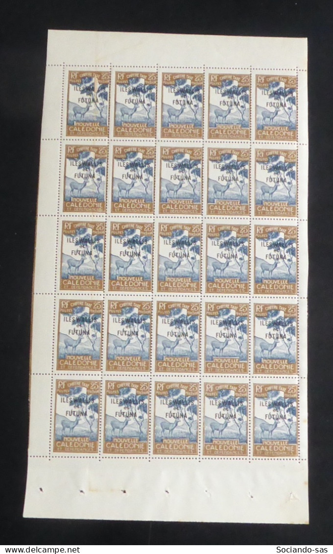 WALLIS ET FUTUNA - 1930 - Taxe TT N°YT. 17 - Cerf 25c Bistre Et Bleu - Bloc De 25 Bord De Feuille - Neuf GC** / MNH - Strafport