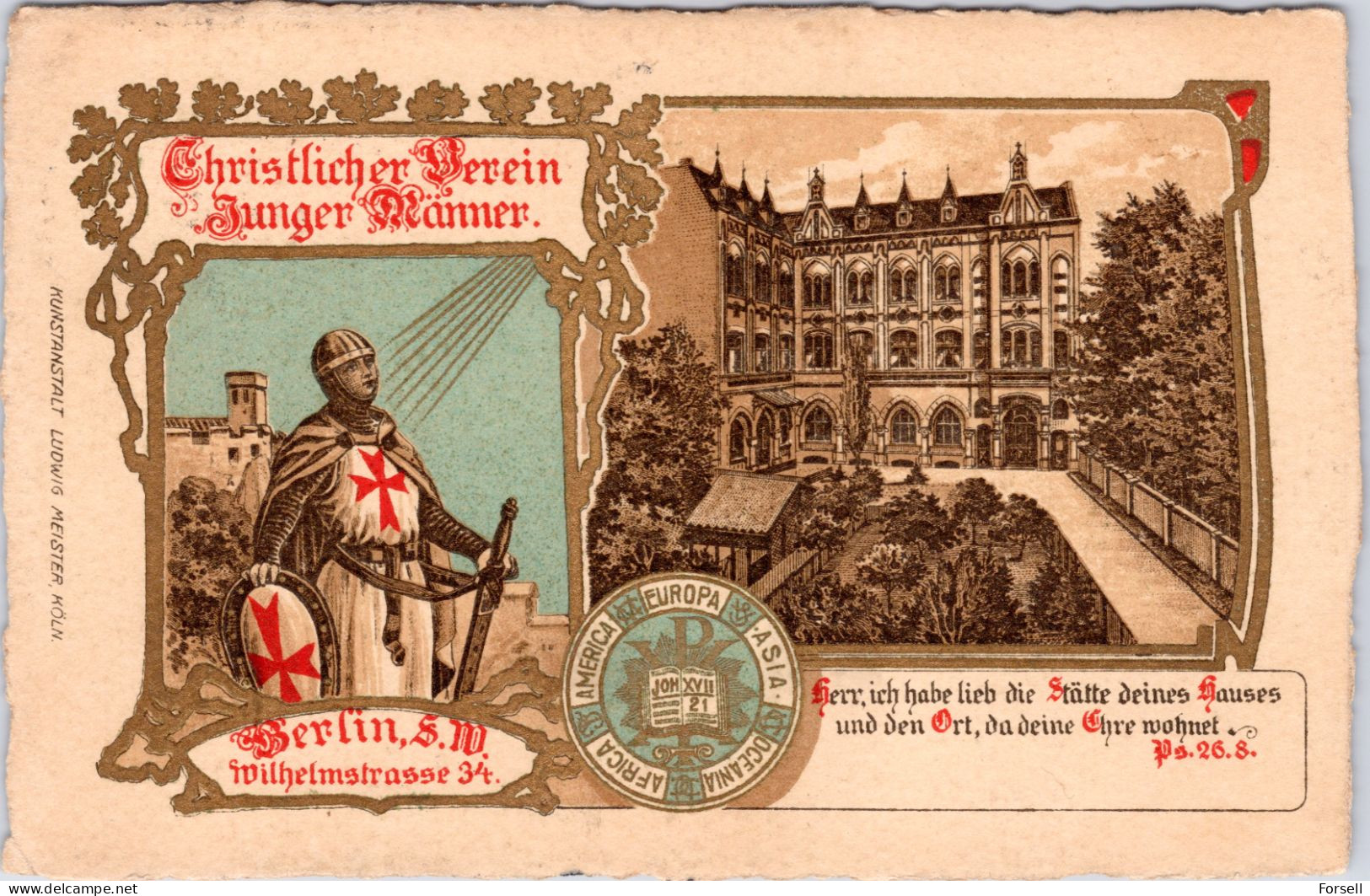 Christlicher Verein Junger Männer , Berlin SW , Wilhelmstrasse 34 (Stempel: Berlin SW 1912) - Kreuzberg