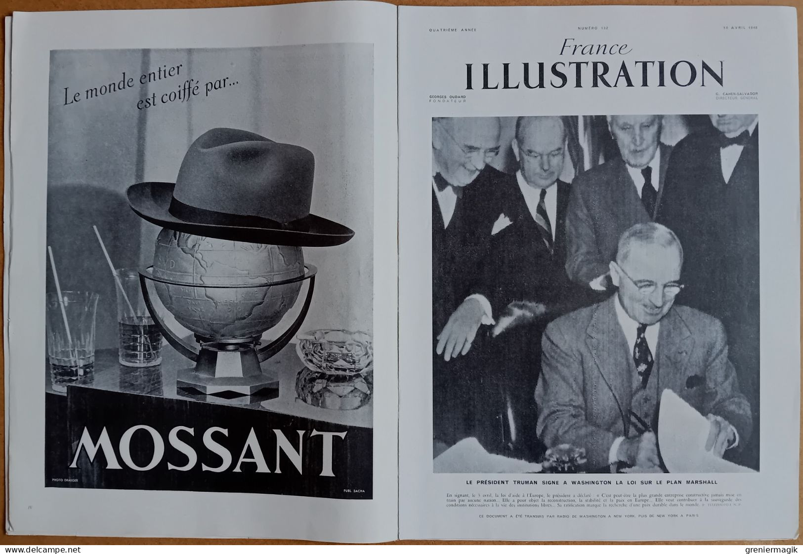 France Illustration N°132 10/04/1948 Truman Plan Marshall/Rivalité U.S.A.-U.R.S.S. Par W. Lippmann/Laponie Suédoise - Informaciones Generales