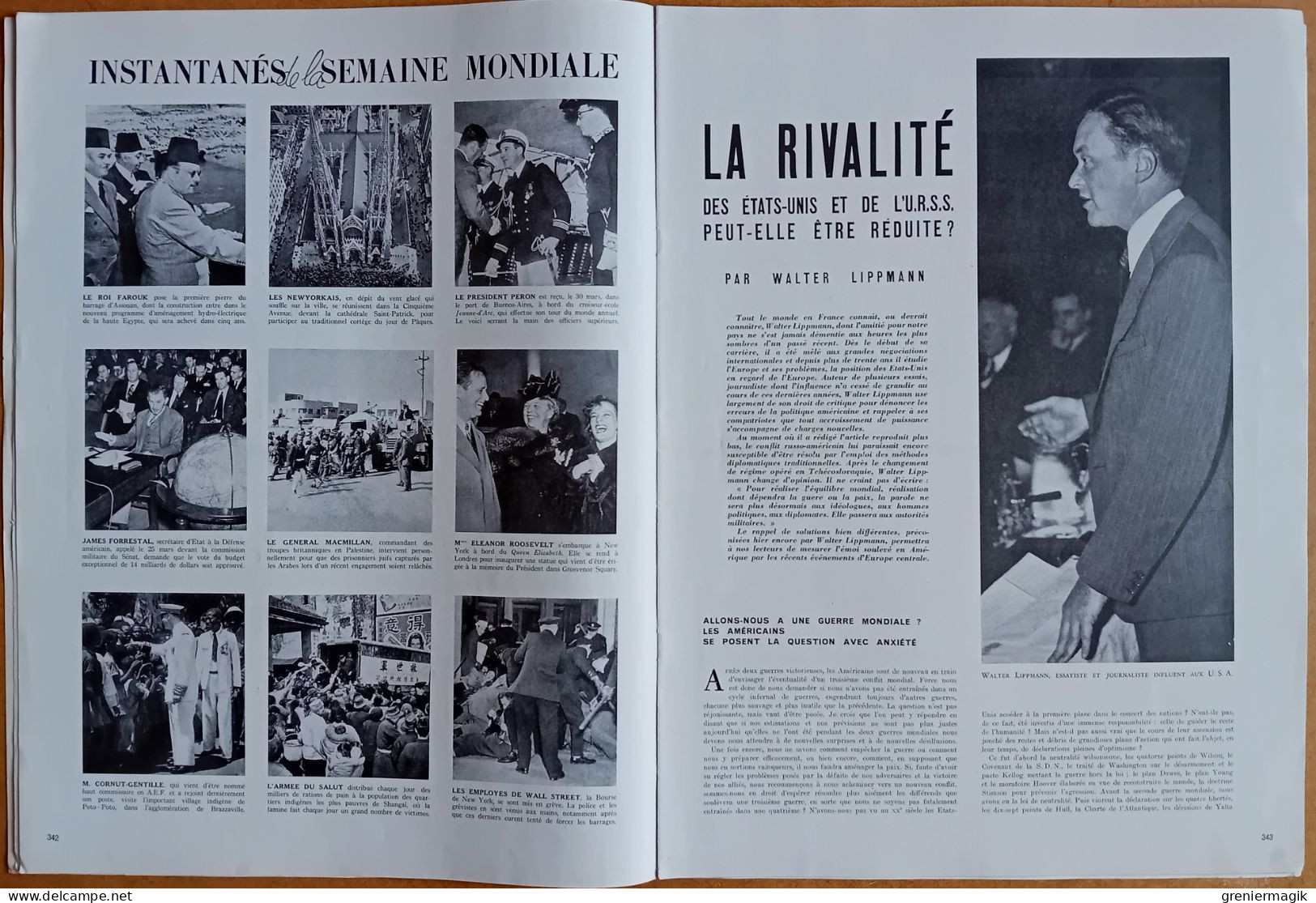 France Illustration N°132 10/04/1948 Truman Plan Marshall/Rivalité U.S.A.-U.R.S.S. Par W. Lippmann/Laponie Suédoise - Informations Générales