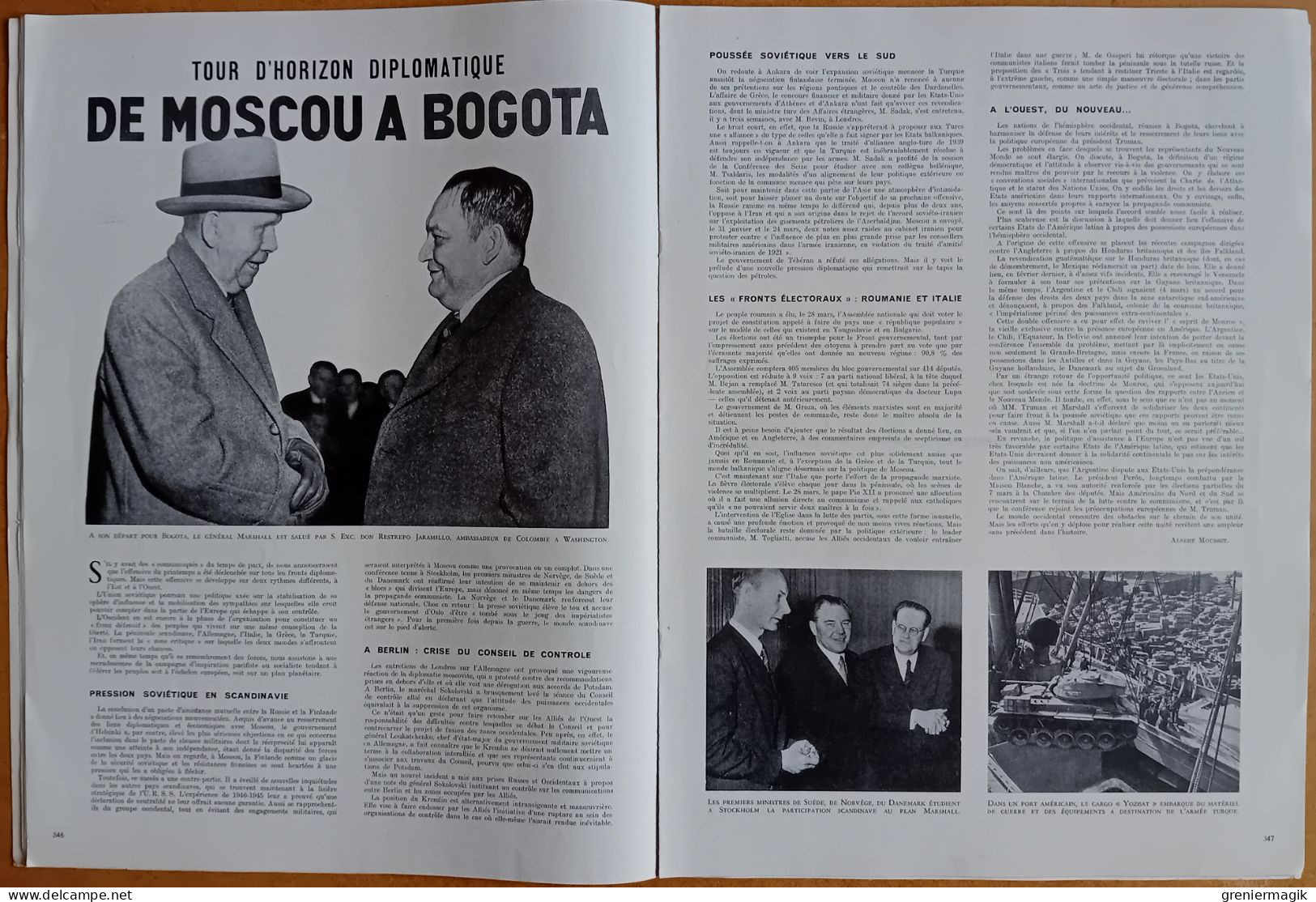 France Illustration N°132 10/04/1948 Truman Plan Marshall/Rivalité U.S.A.-U.R.S.S. Par W. Lippmann/Laponie Suédoise - Informations Générales