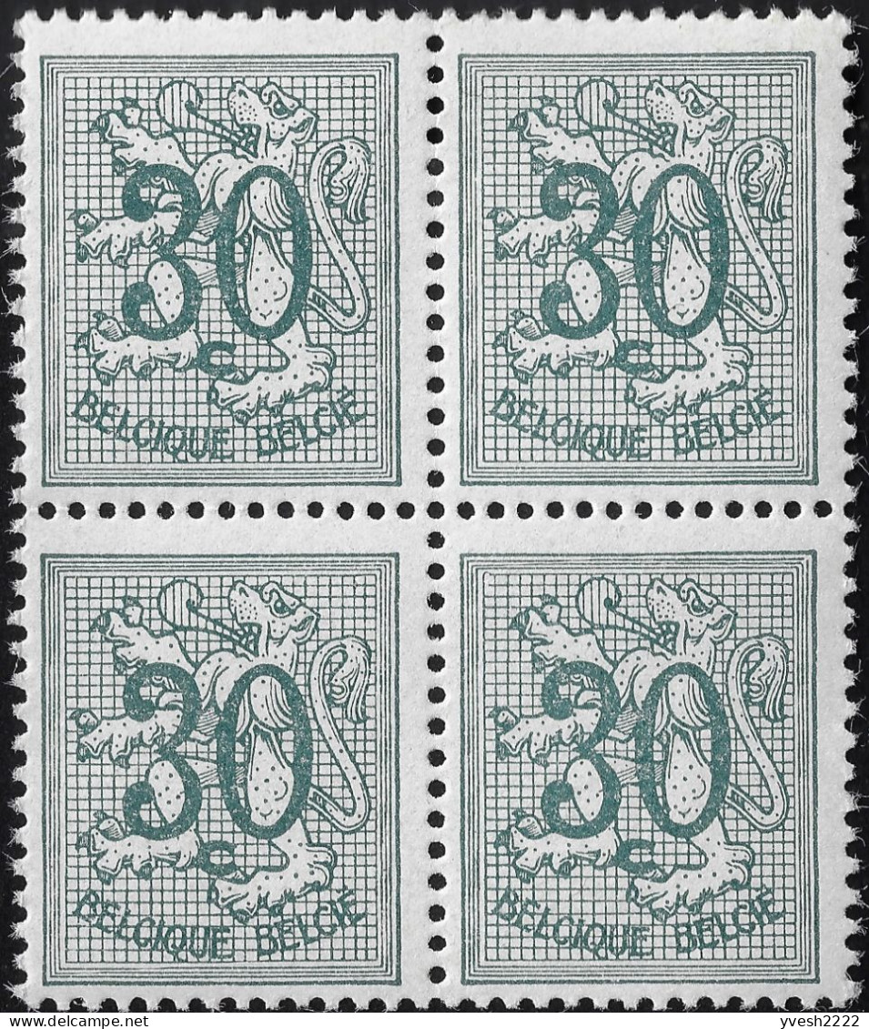 Belgique 1957 / 1967 COB 1027C, 30 C Lion Héraldique 16 Dents Verticales En Bloc De 4. Neufs Sans Charnières, Postfris - 1951-1975 Heraldic Lion