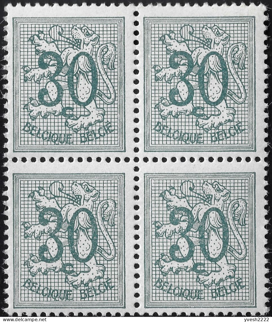 Belgique 1957 / 1967 COB 1027C, 30 C Lion Héraldique 16 Dents Verticales En Bloc De 4. Neufs Sans Charnières, Postfris - 1951-1975 León Heráldico