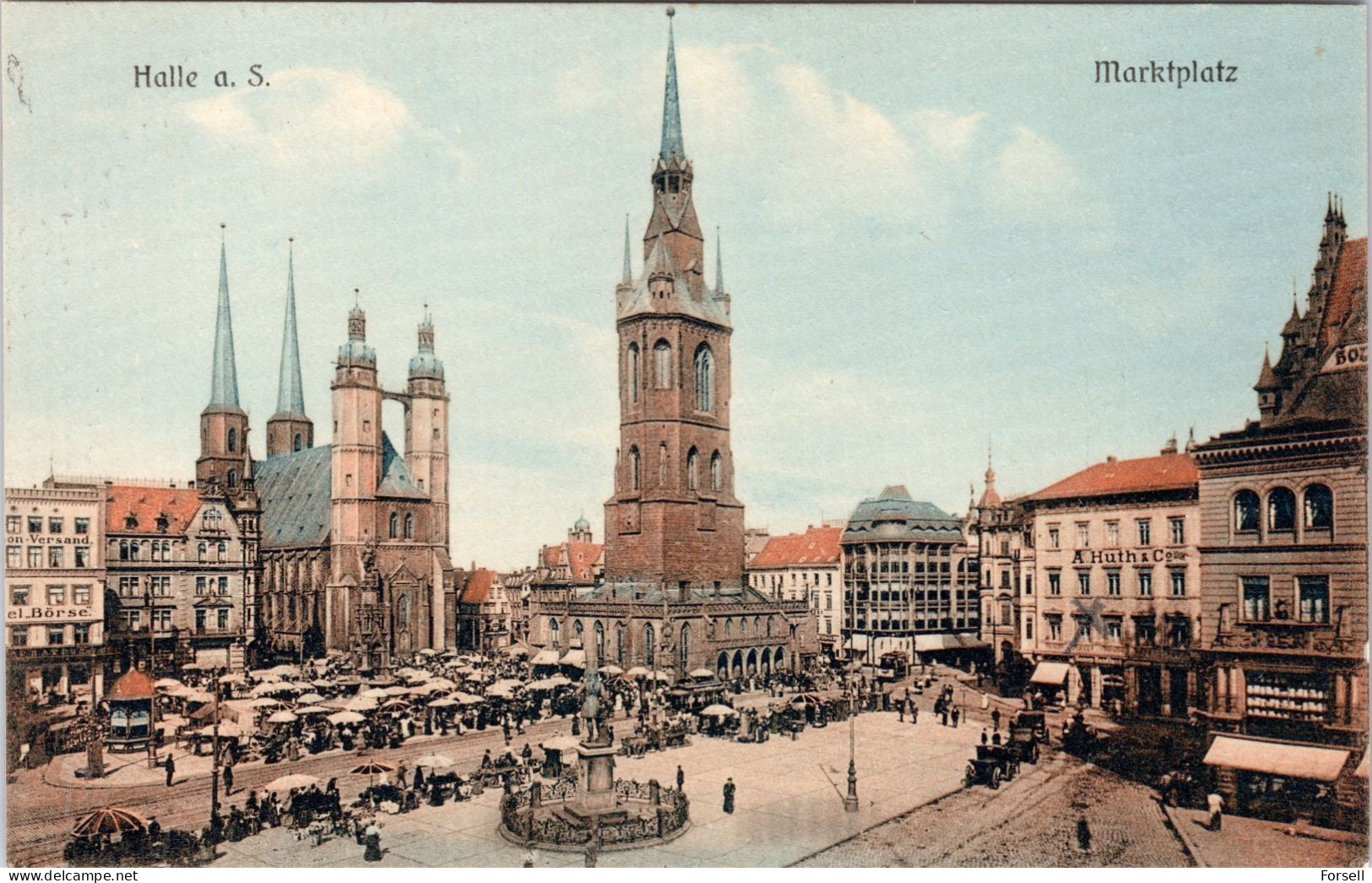 Halle A. S. , Marktplatz (Ungebraucht , Datiert 1910) - Halle (Saale)