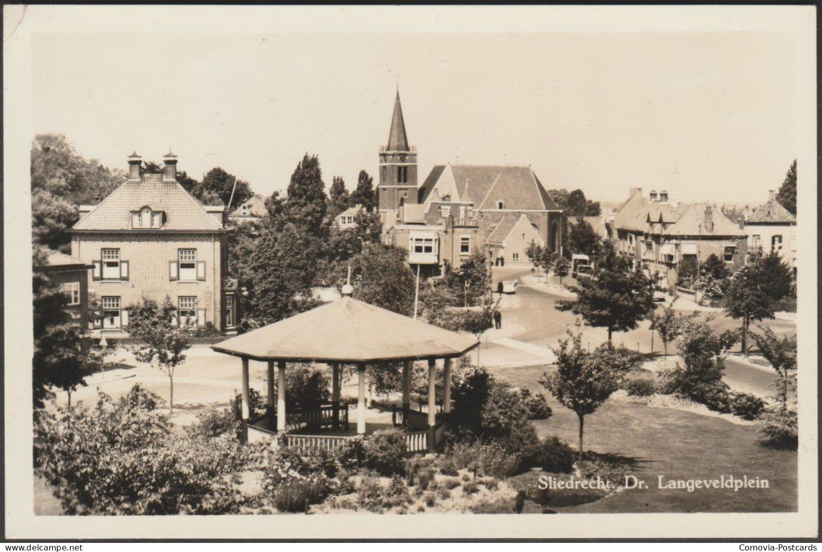 Dr Langeveldplein, Sliedrecht, 1957 - De Waard Foto Briefkaart - Sliedrecht