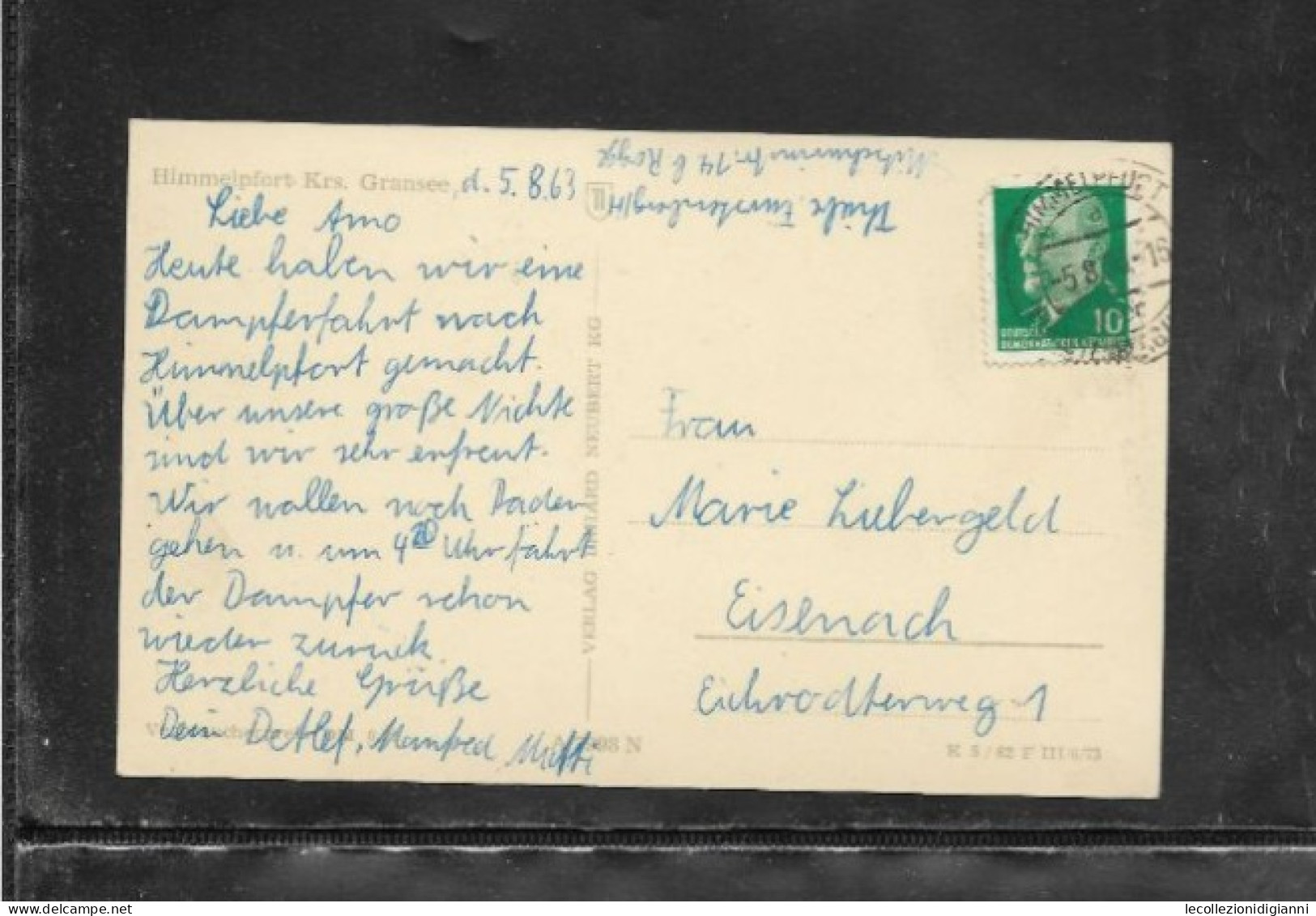 1000) Germania Est DDR Cartolina Ak Himmelpfort Krs. Gransee Gelaufen 1963 Nach Eisenach - Gransee