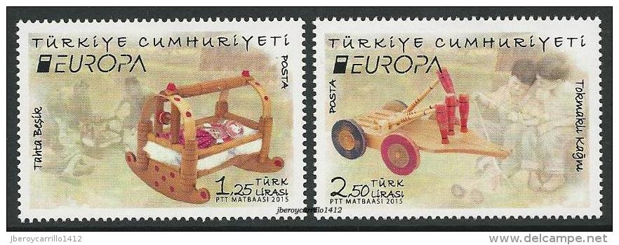 TURQUIA / TURKEY / TURQUIE -EUROPA 2015- JUGUETES ANTIGUOS - OLD TOYS"-  SERIE De 2 V - 2015