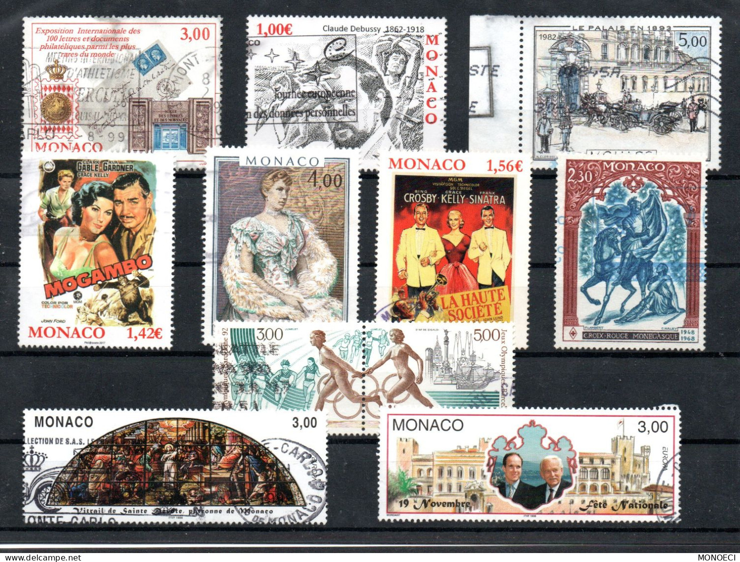 MONACO -- MONTE CARLO -- Lot 78 -- 10 Timbres Oblitérés Grands Formats, En Francs Et Euros - Used Stamps