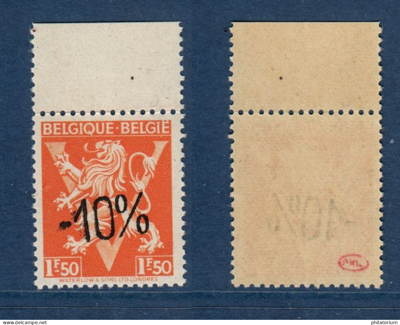 Belgique België, Yv, Bel, 724G, Mi 745II,  Lion Héraldique Avec V - Van Acker - 1946 -10%