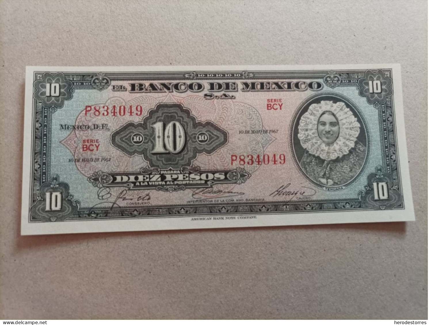 Billete De México 10 Pesos, Año 1967, UNC - Mexique