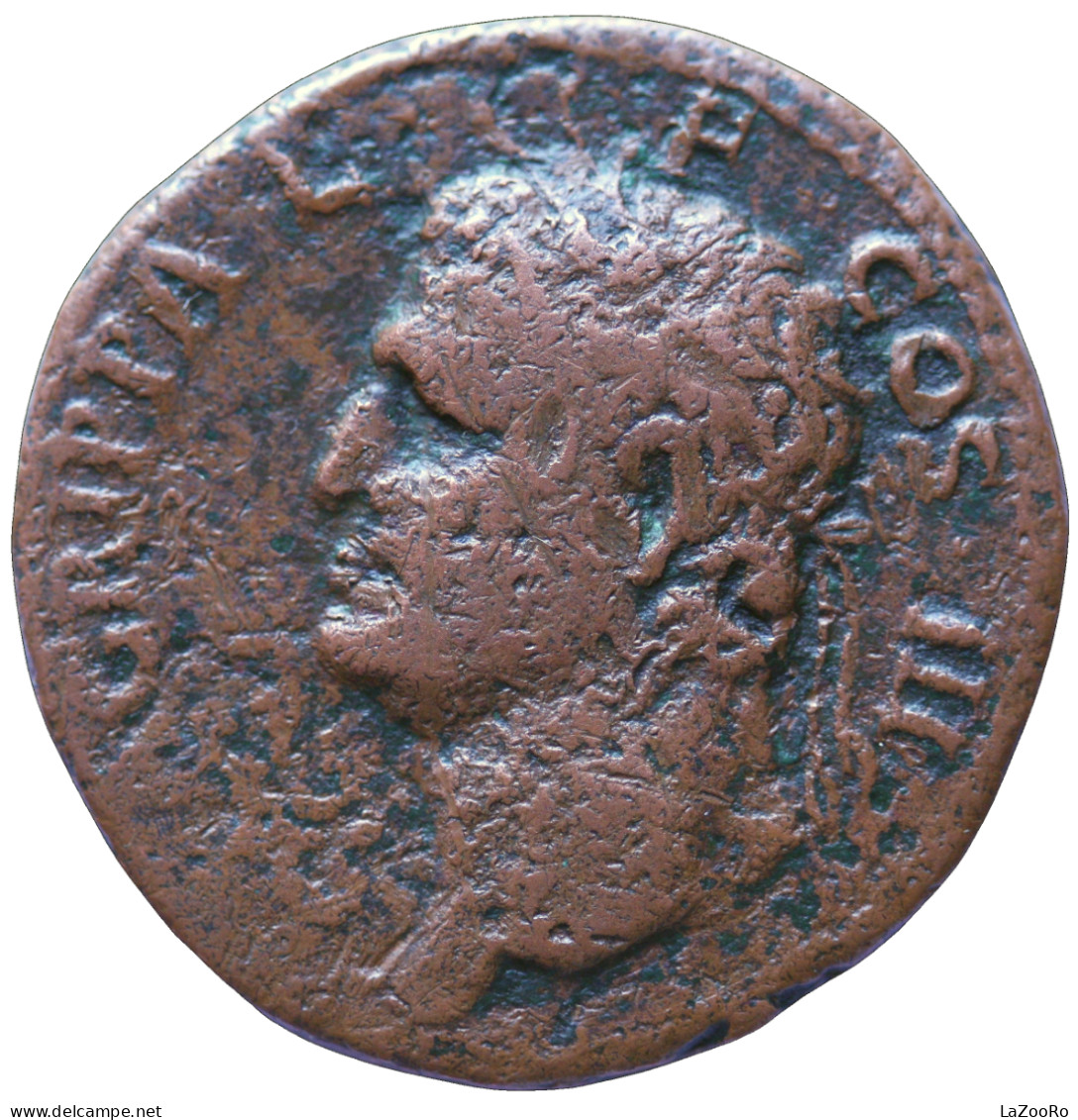 LaZooRo: Roman Empire - AE As Of Agrippa Under Caligula (37-41 AD), Neptune - La Dinastía Julio-Claudia (-27 / 69)