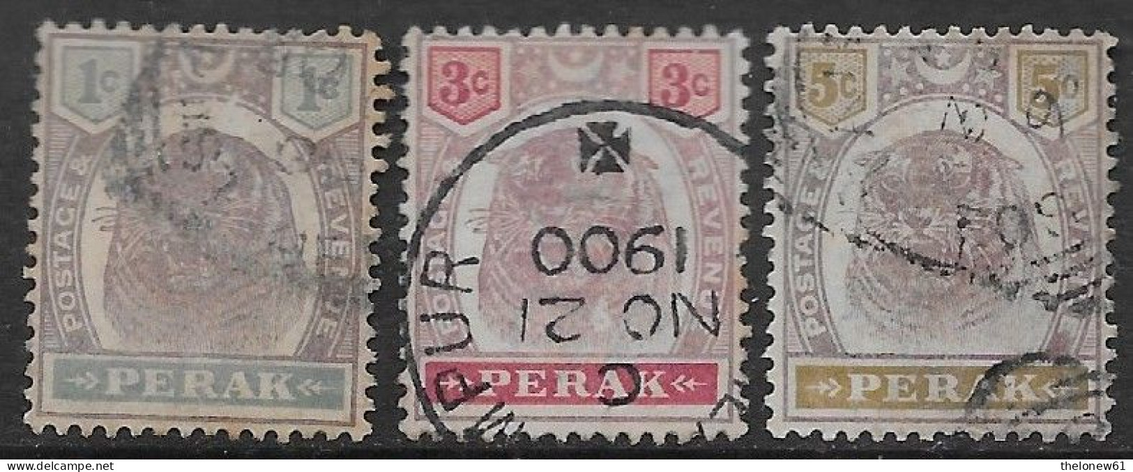 British Colonies 1895 Perak Malaysia Tiger 3val Mi N.19,21,23 US - Perak