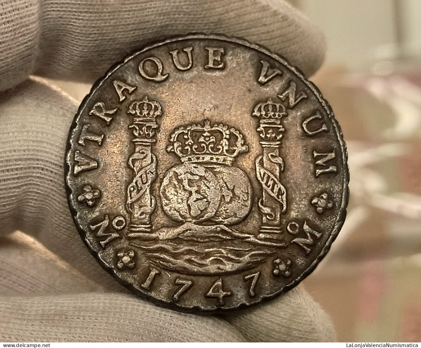 España Spain Fernando VI 8 Reales Columnario 1747 MM Mexico Km 104 Plata - Autres & Non Classés